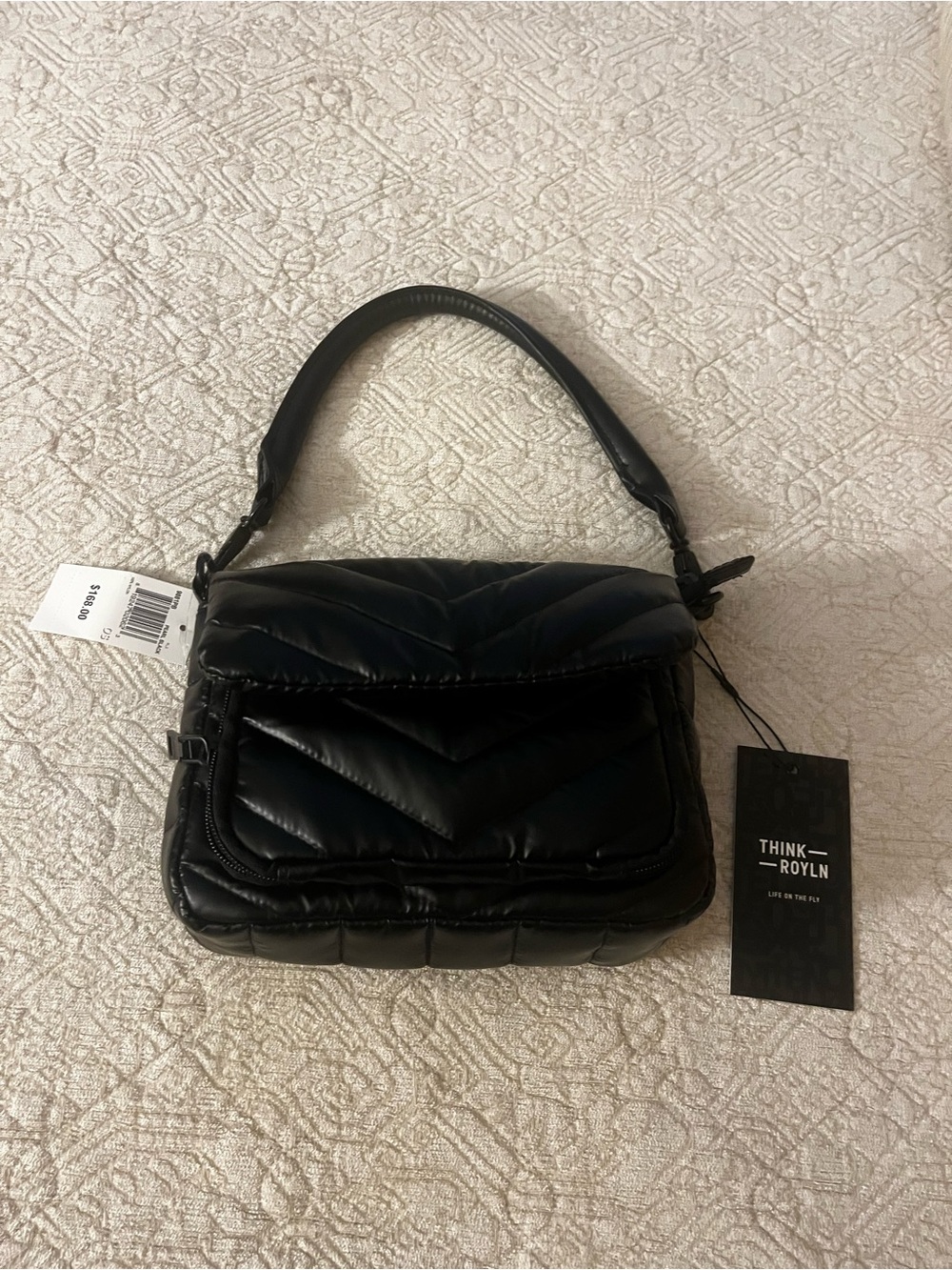 Think Royln Black Quilted Puffer Crossbody Bag -NWT 3strap options